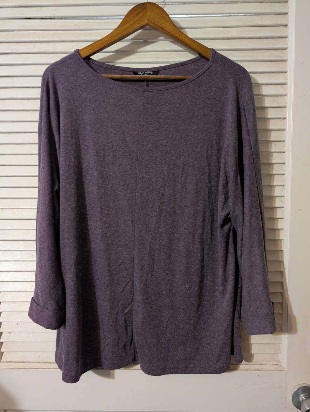 BloomChic Heathered Gray/Plum Long Sleeve Blouse